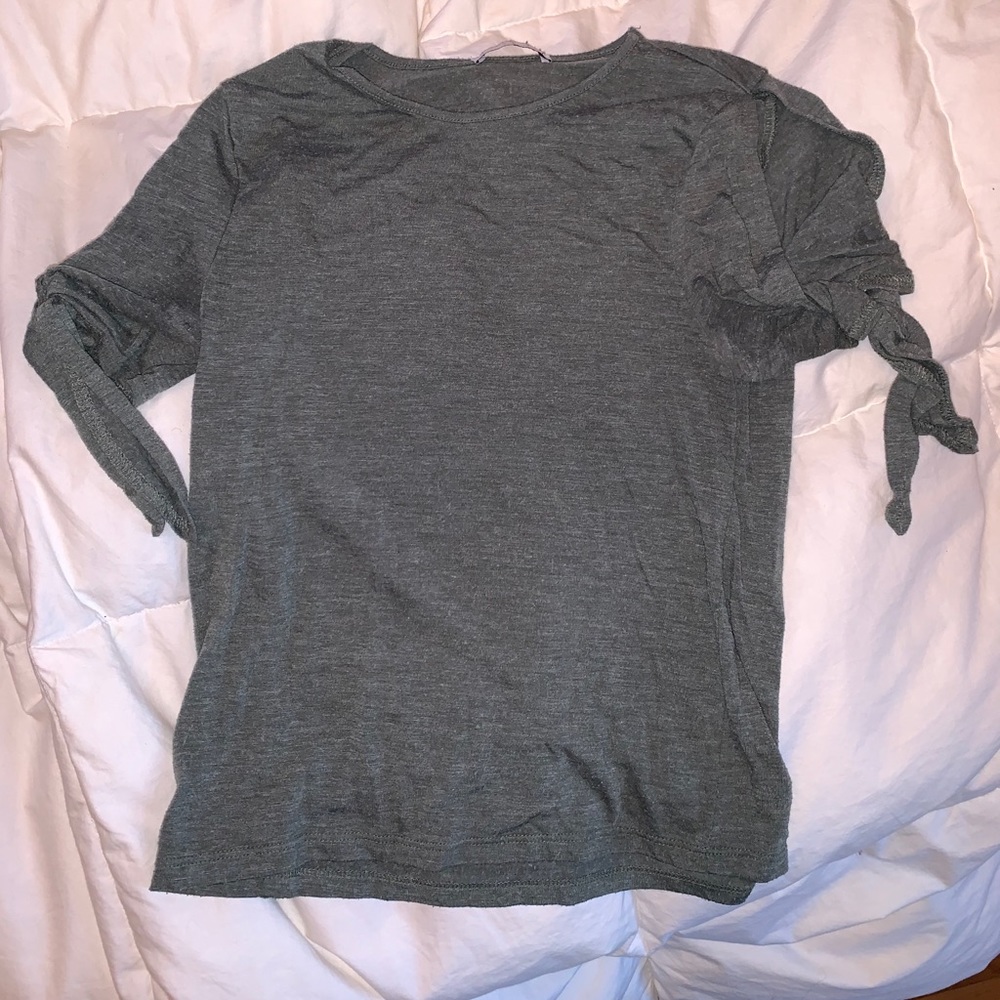 Green T-Shirt with Tie-Up Sleeves
